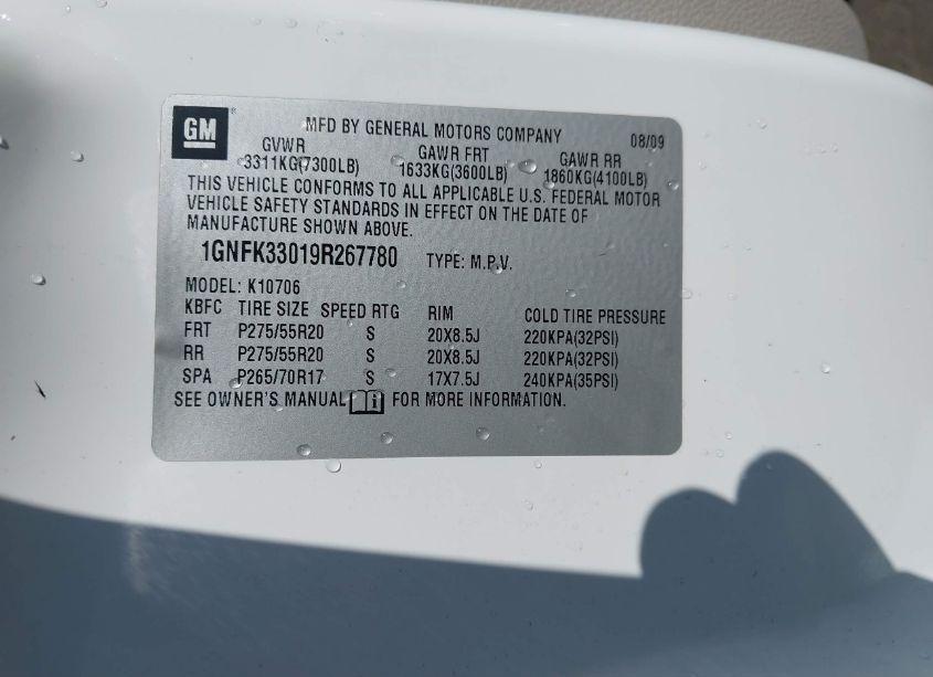 Photo 9 of 2009 Chevrolet Tahoe LTZ (VIN 1GNFK33019R267780)