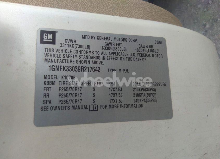 Photo 9 of 2009 Chevrolet Tahoe LTZ (VIN 1GNFK33039R217642)