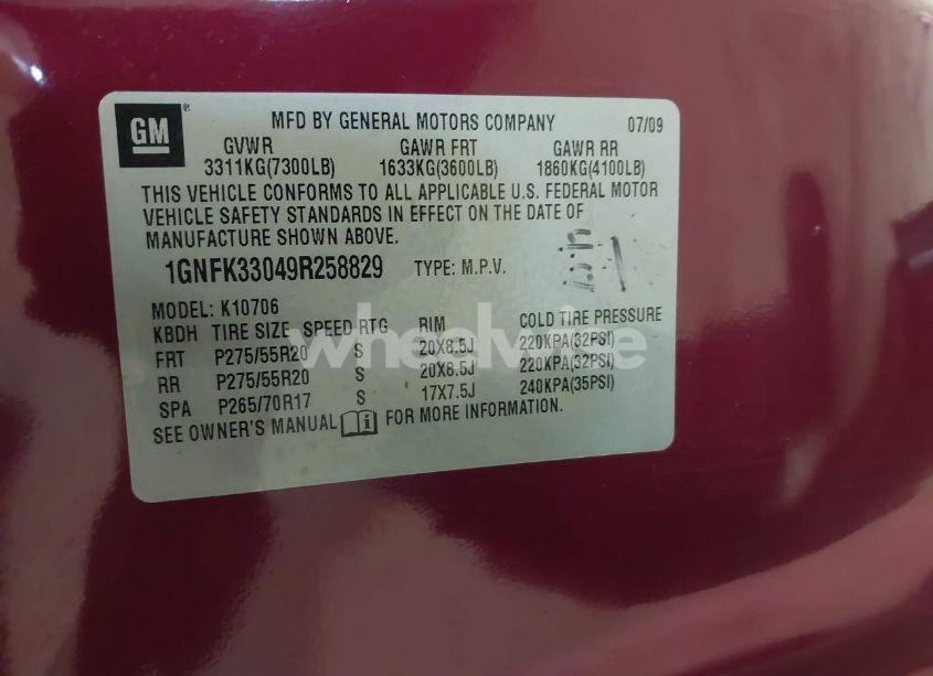 Photo 9 of 2009 Chevrolet Tahoe LTZ (VIN 1GNFK33049R258829)