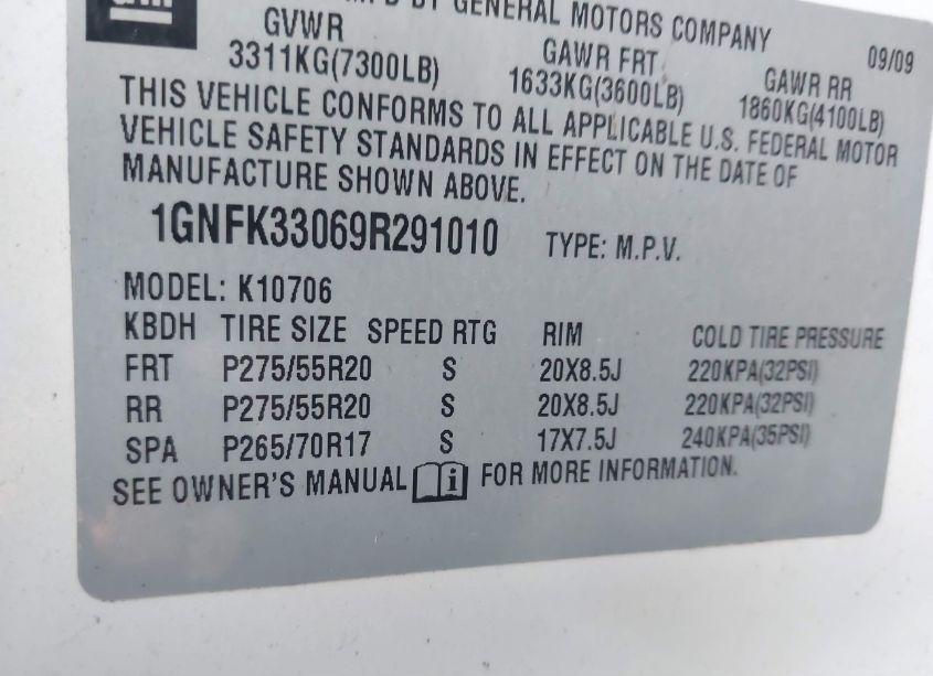 Photo 9 of 2009 Chevrolet Tahoe LTZ (VIN 1GNFK33069R291010)