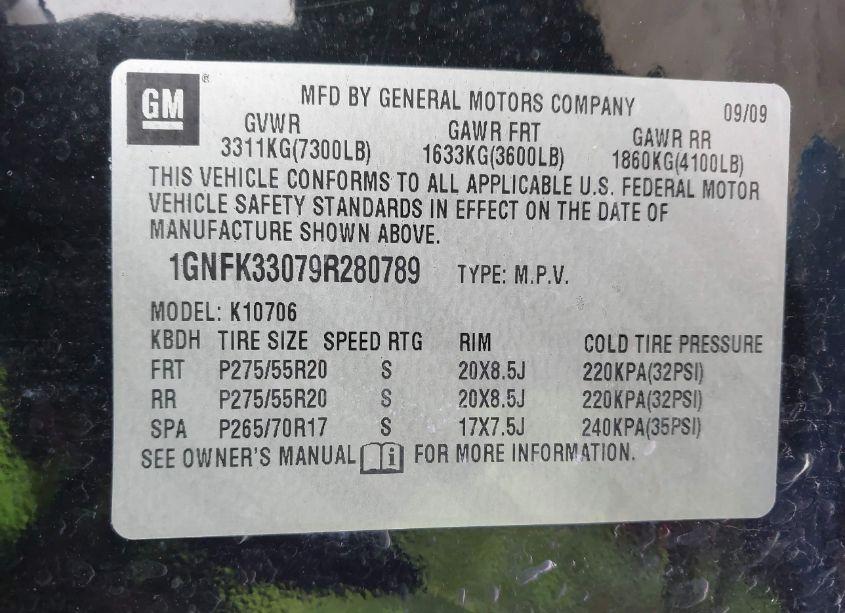 Photo 9 of 2009 Chevrolet Tahoe LTZ (VIN 1GNFK33079R280789)