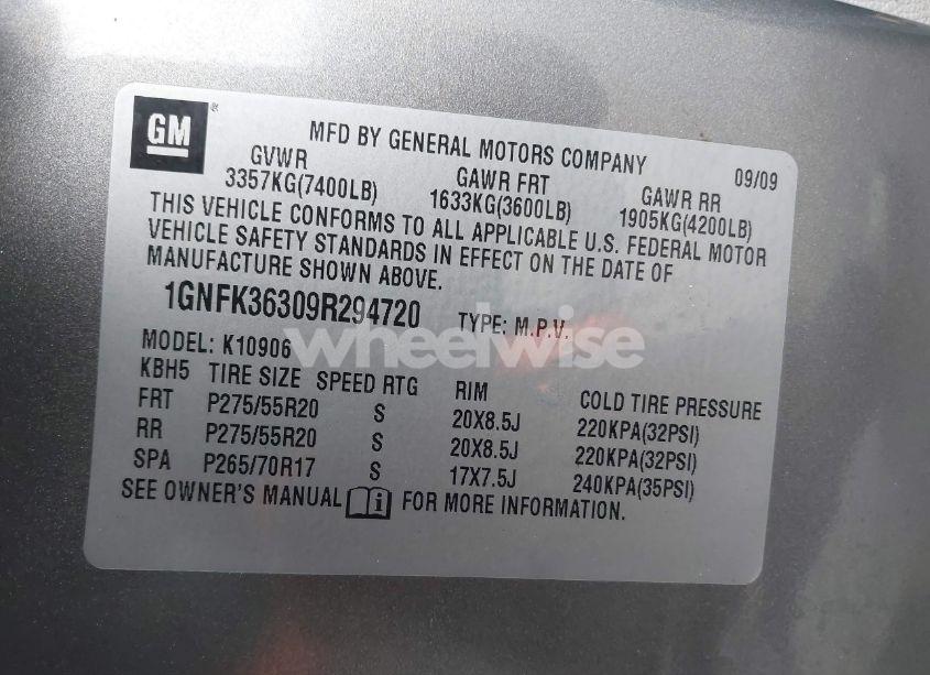 Photo 9 of 2009 Chevrolet Suburban 1500 LTZ (VIN 1GNFK36309R294720)