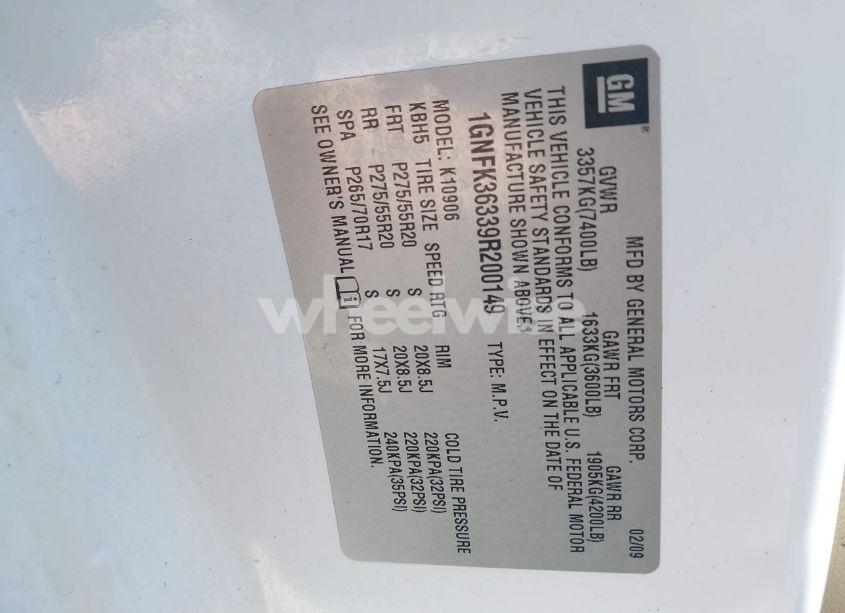 Photo 9 of 2009 Chevrolet Suburban 1500 LTZ (VIN 1GNFK36339R200149)