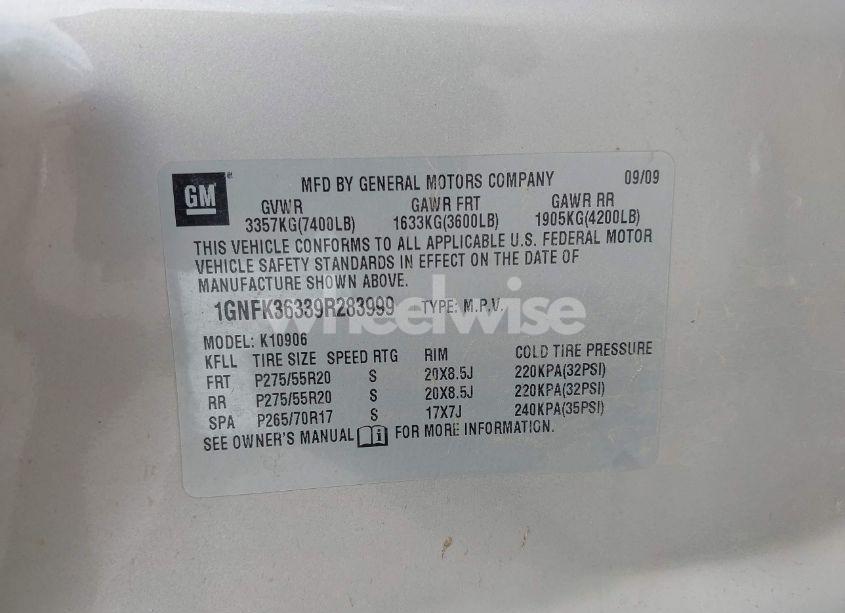 Photo 9 of 2009 Chevrolet Suburban 1500 LTZ (VIN 1GNFK36339R283999)