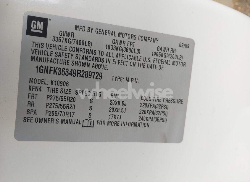 Photo 9 of 2009 Chevrolet Suburban 1500 LTZ (VIN 1GNFK36349R289729)