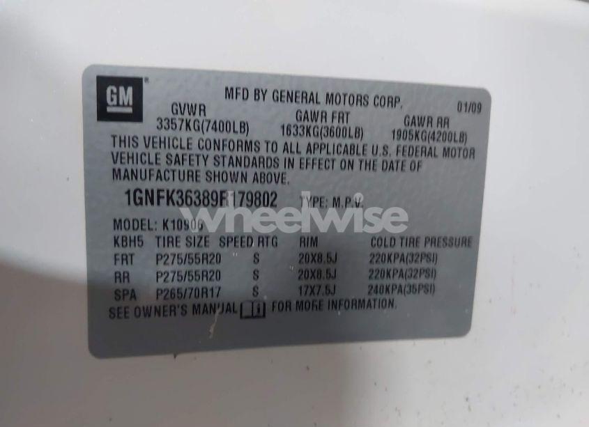 Photo 9 of 2009 Chevrolet Suburban 1500 LTZ (VIN 1GNFK36389R179802)