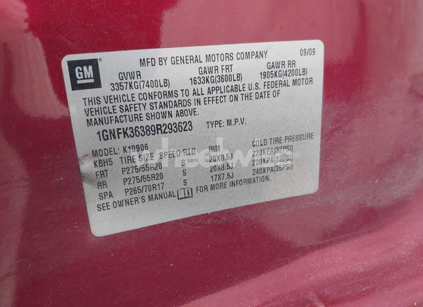 Photo 9 of 2009 Chevrolet Suburban 1500 LTZ (VIN 1GNFK36389R293623)