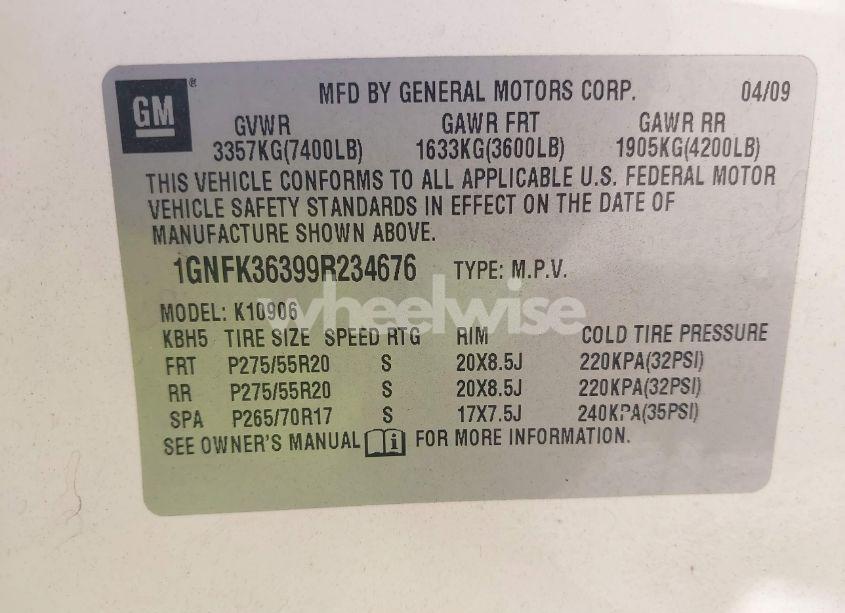 Photo 9 of 2009 Chevrolet Suburban 1500 LTZ (VIN 1GNFK36399R234676)