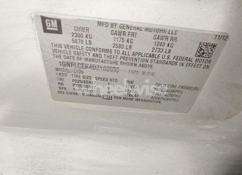 Photo 9 of 2013 Chevrolet Equinox LS (VIN 1GNFLCEK4DZ106859)