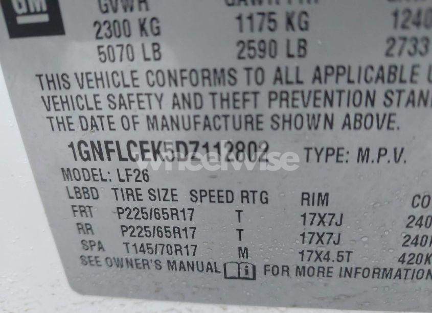 Photo 9 of 2013 Chevrolet Equinox LS (VIN 1GNFLCEK5DZ112802)