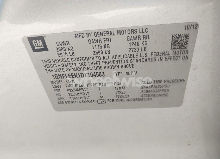 Photo 9 of 2013 Chevrolet Equinox 1LT (VIN 1GNFLEEK1DZ104983)