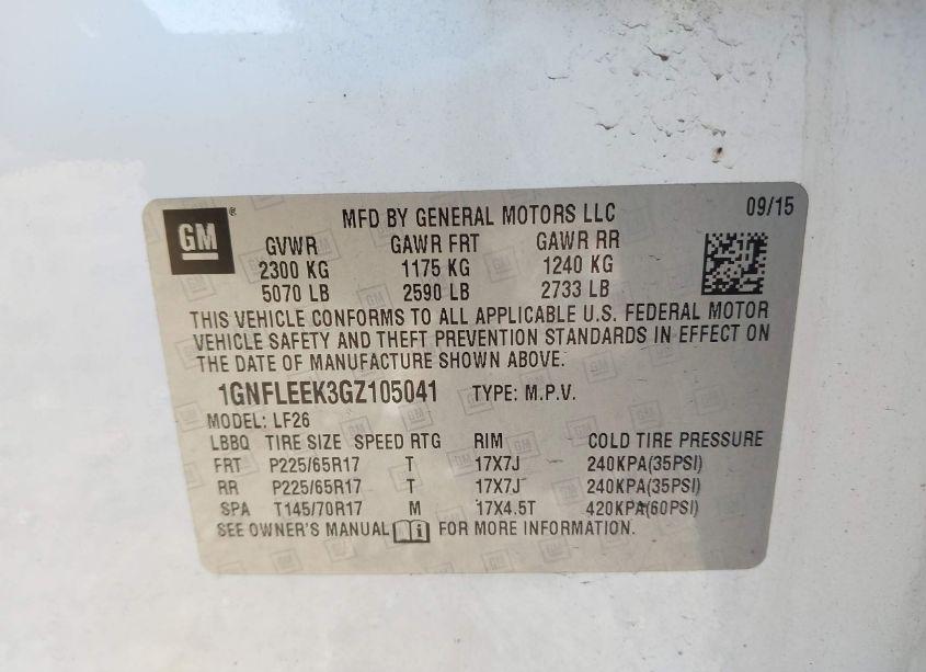 Photo 9 of 2016 Chevrolet Equinox LS (VIN 1GNFLEEK3GZ105041)