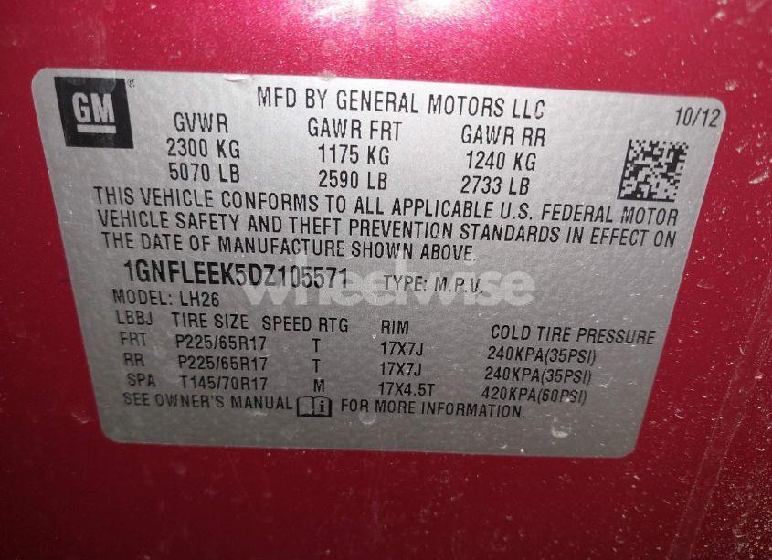 Photo 9 of 2013 Chevrolet Equinox 1LT (VIN 1GNFLEEK5DZ105571)