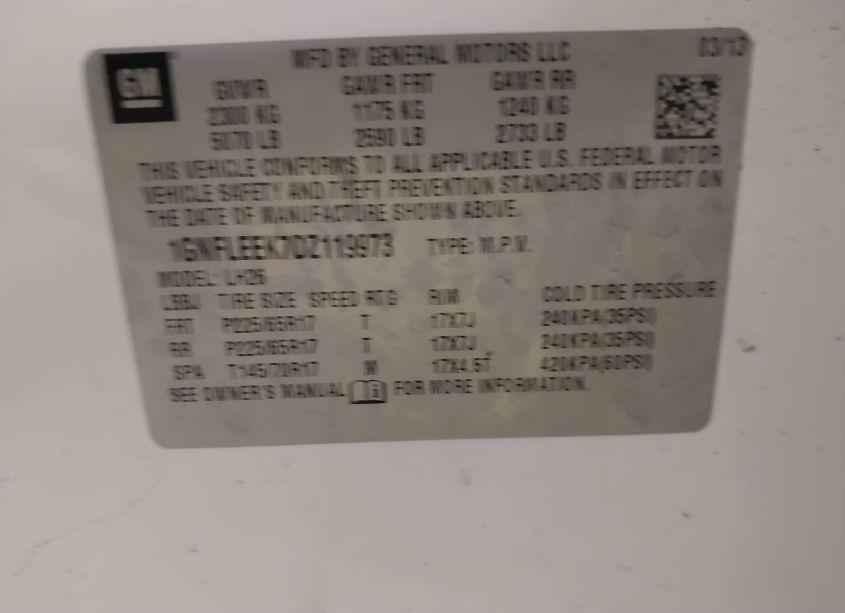 Photo 9 of 2013 Chevrolet Equinox 1LT (VIN 1GNFLEEK7DZ119973)