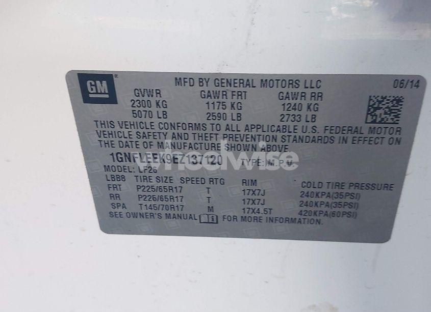 Photo 9 of 2014 Chevrolet Equinox LS (VIN 1GNFLEEK9EZ137120)