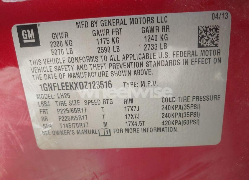 Photo 9 of 2013 Chevrolet Equinox 1LT (VIN 1GNFLEEKXDZ123516)