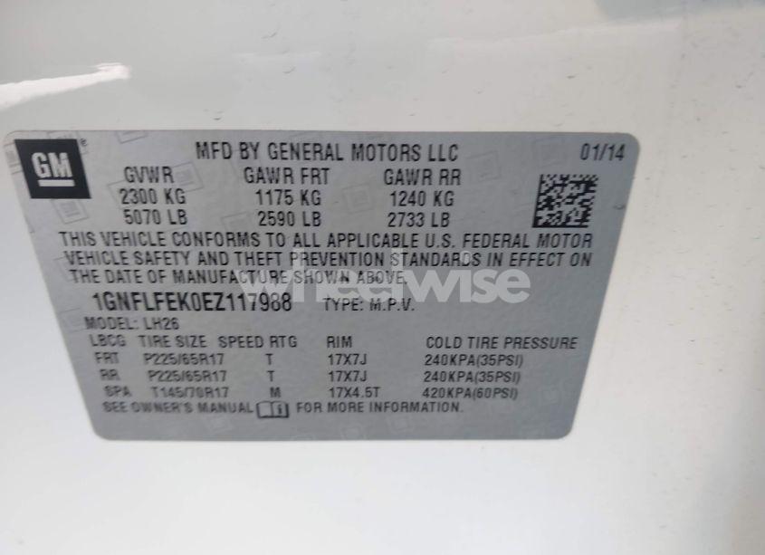 Photo 9 of 2014 Chevrolet Equinox 1LT (VIN 1GNFLFEK0EZ117988)