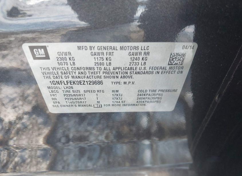 Photo 9 of 2014 Chevrolet Equinox 1LT (VIN 1GNFLFEK0EZ129686)