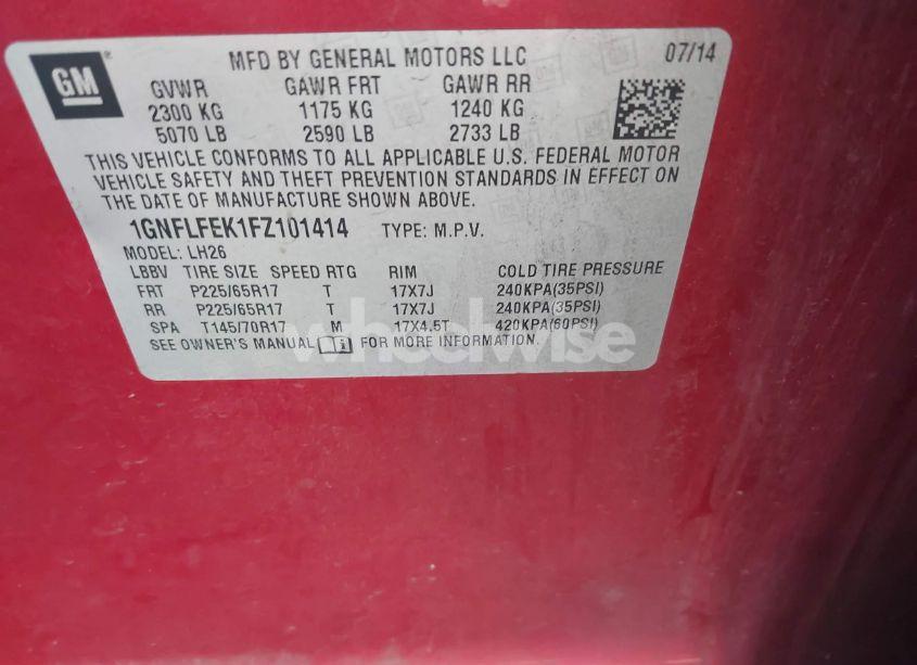 Photo 9 of 2015 Chevrolet Equinox 1LT (VIN 1GNFLFEK1FZ101414)