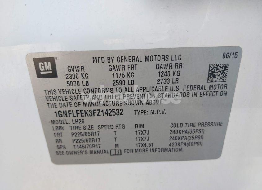 Photo 9 of 2015 Chevrolet Equinox 1LT (VIN 1GNFLFEK3FZ142532)