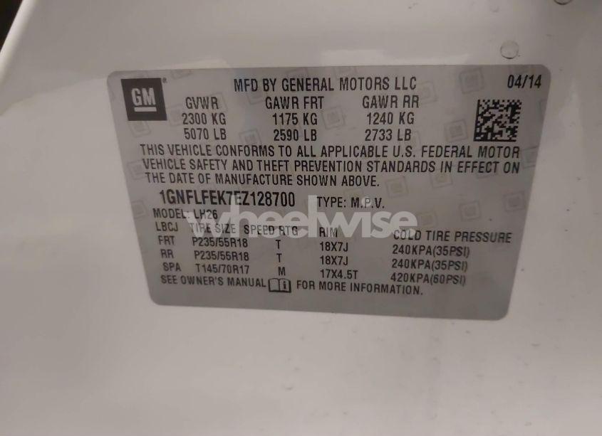 Photo 9 of 2014 Chevrolet Equinox LT (VIN 1GNFLFEK7EZ128700)