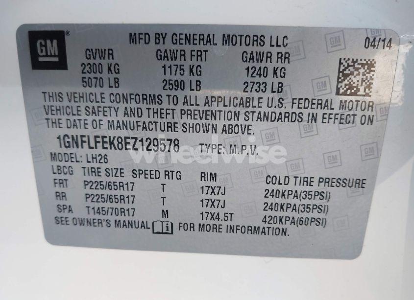 Photo 9 of 2014 Chevrolet Equinox 1LT (VIN 1GNFLFEK8EZ129578)