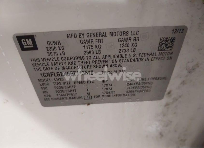 Photo 9 of 2014 Chevrolet Equinox 2LT (VIN 1GNFLGEK0EZ113610)