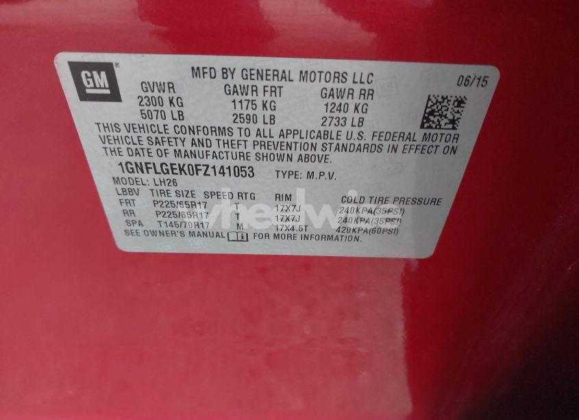 Photo 9 of 2015 Chevrolet Equinox 2LT (VIN 1GNFLGEK0FZ141053)