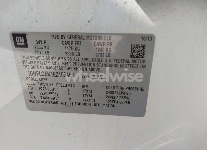 Photo 9 of 2014 Chevrolet Equinox 2LT (VIN 1GNFLGEK1EZ106486)