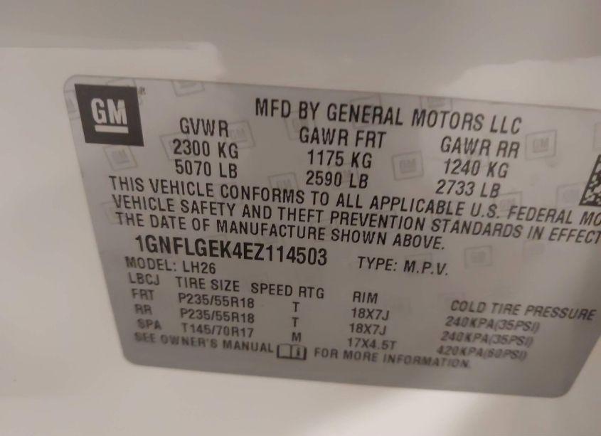 Photo 9 of 2014 Chevrolet Equinox 2LT (VIN 1GNFLGEK4EZ114503)