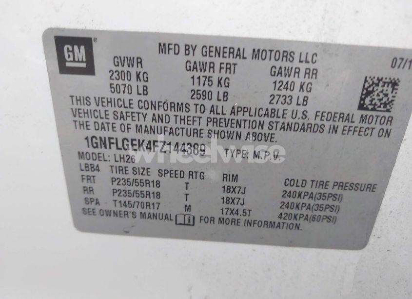 Photo 9 of 2015 Chevrolet Equinox 2LT (VIN 1GNFLGEK4FZ144389)
