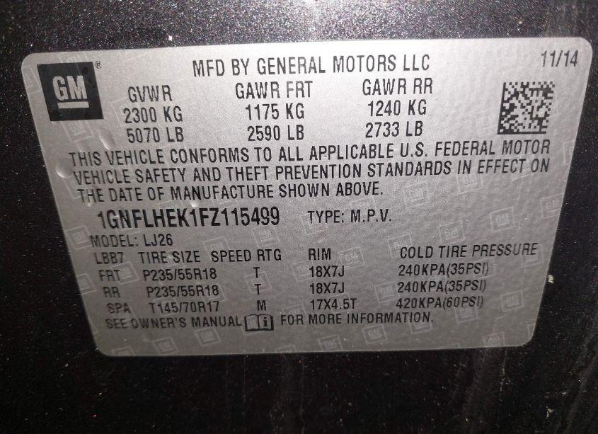 Photo 9 of 2015 Chevrolet Equinox LTZ (VIN 1GNFLHEK1FZ115499)