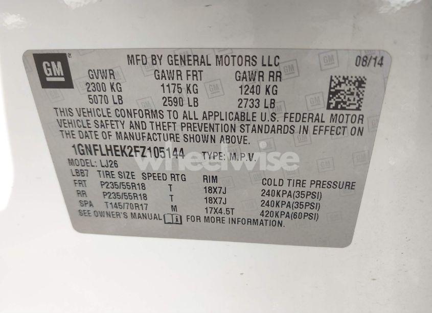 Photo 9 of 2015 Chevrolet Equinox LTZ (VIN 1GNFLHEK2FZ105144)