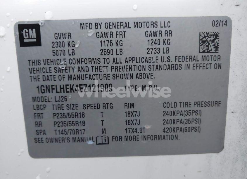 Photo 9 of 2014 Chevrolet Equinox LTZ (VIN 1GNFLHEK4EZ121909)