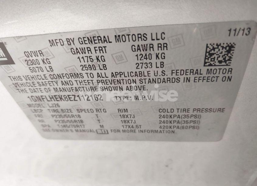 Photo 9 of 2014 Chevrolet Equinox LTZ (VIN 1GNFLHEK8EZ112162)