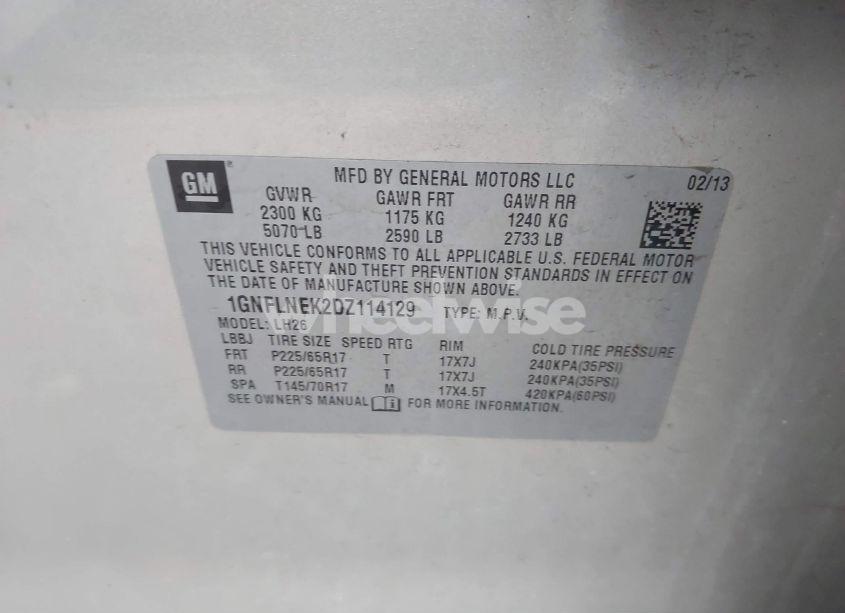 Photo 9 of 2013 Chevrolet Equinox 2LT (VIN 1GNFLNEK2DZ114129)