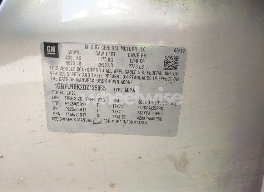 Photo 9 of 2013 Chevrolet Equinox 2LT (VIN 1GNFLNEK2DZ125065)