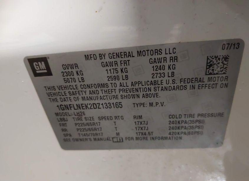 Photo 9 of 2013 Chevrolet Equinox 2LT (VIN 1GNFLNEK2DZ133165)