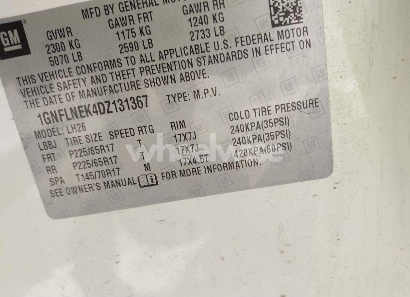 Photo 9 of 2013 Chevrolet Equinox 2LT (VIN 1GNFLNEK4DZ131367)