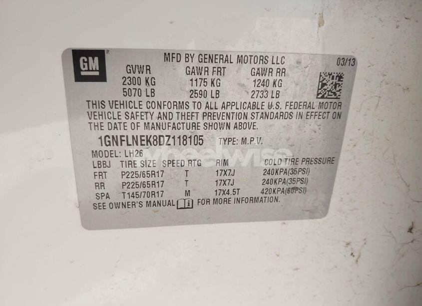 Photo 9 of 2013 Chevrolet Equinox 2LT (VIN 1GNFLNEK8DZ118105)