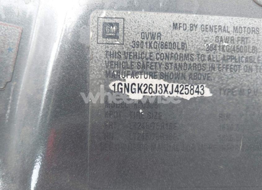 Photo 9 of 1999 Chevrolet Suburban 2500 (VIN 1GNGK26J3XJ425843)