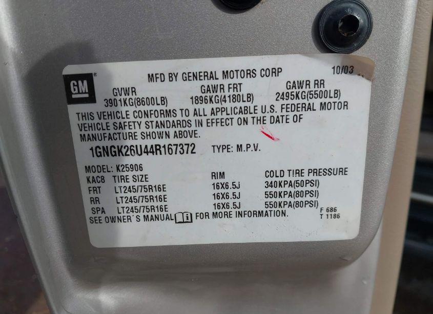 Photo 9 of 2004 Chevrolet Suburban 2500 LT (VIN 1GNGK26U44R167372)