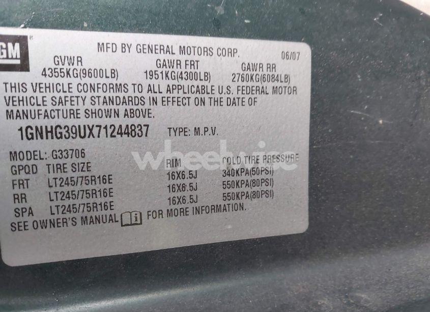 Photo 9 of 2007 Chevrolet Express LS (VIN 1GNHG39UX71244837)