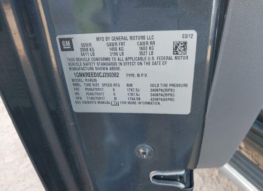 Photo 9 of 2012 Chevrolet Traverse LS (VIN 1GNKREED0CJ290382)