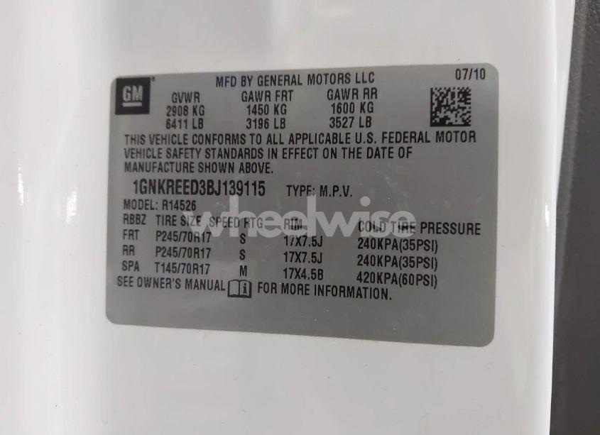 Photo 9 of 2011 Chevrolet Traverse LS (VIN 1GNKREED3BJ139115)