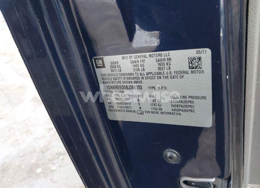 Photo 9 of 2011 Chevrolet Traverse LS (VIN 1GNKREED5BJ386703)