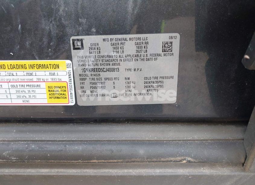 Photo 9 of 2012 Chevrolet Traverse LS (VIN 1GNKREED5CJ400813)