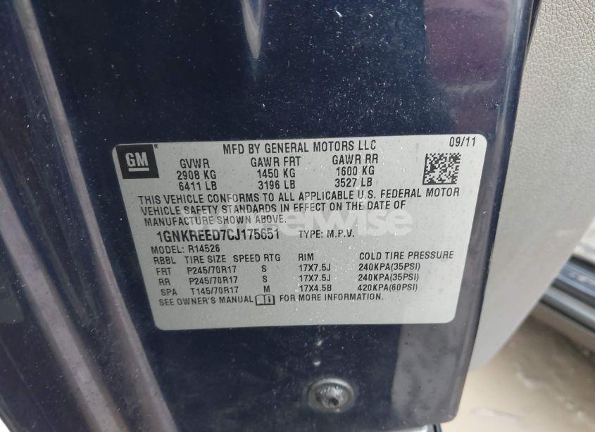 Photo 9 of 2012 Chevrolet Traverse LS (VIN 1GNKREED7CJ175651)