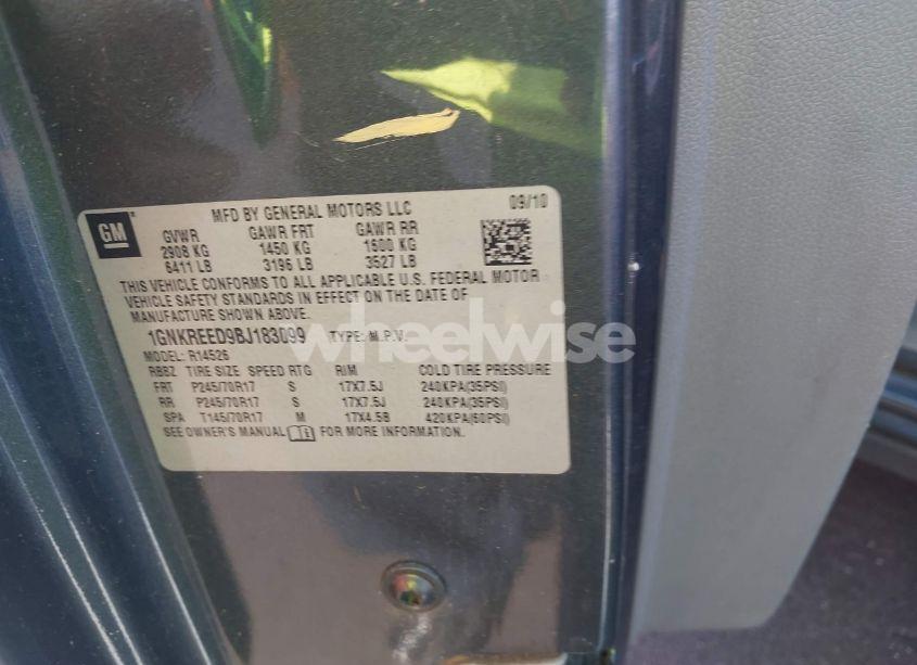 Photo 9 of 2011 Chevrolet Traverse LS (VIN 1GNKREED9BJ183099)