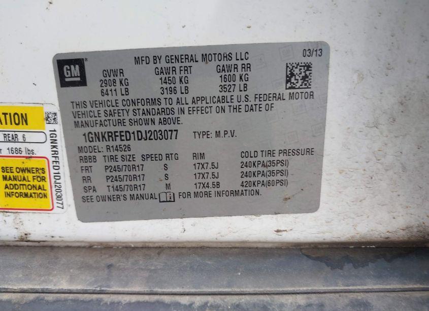 Photo 9 of 2013 Chevrolet Traverse LS (VIN 1GNKRFED1DJ203077)